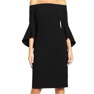 Chelsea28 sz 6 NWOT Black Off-Shoulder Poet Sleeve Dress